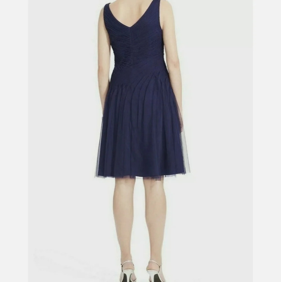 $250 LAUREN RALPH LAUREN Evening  Shirred Tulle Fit & Flare Sleeveless Dress 10 - Picture 5 of 12